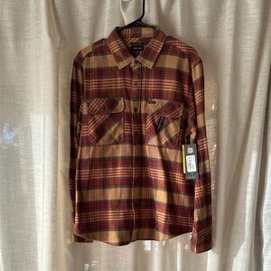 Brixton Men's Plaid Shirt - Red and Brown